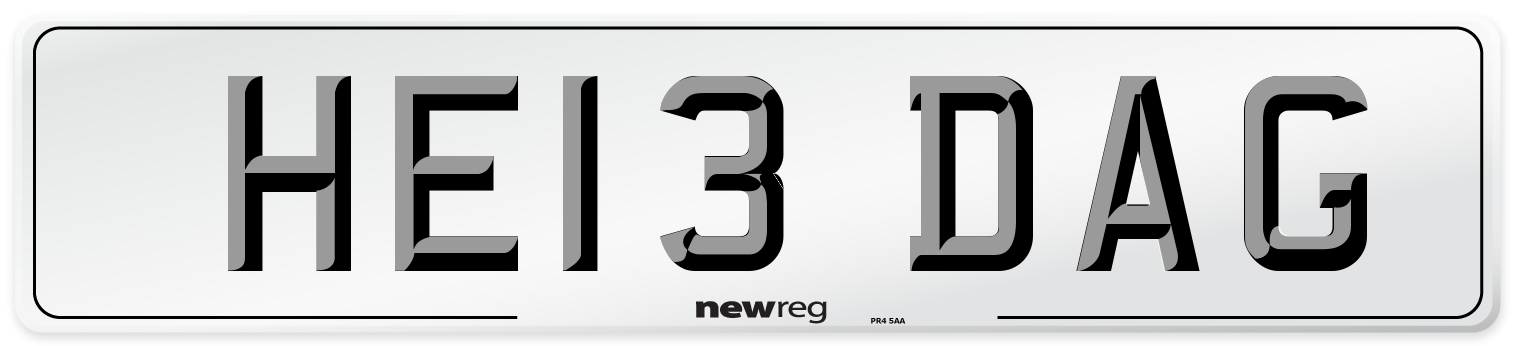 HE13 DAG Number Plate from New Reg